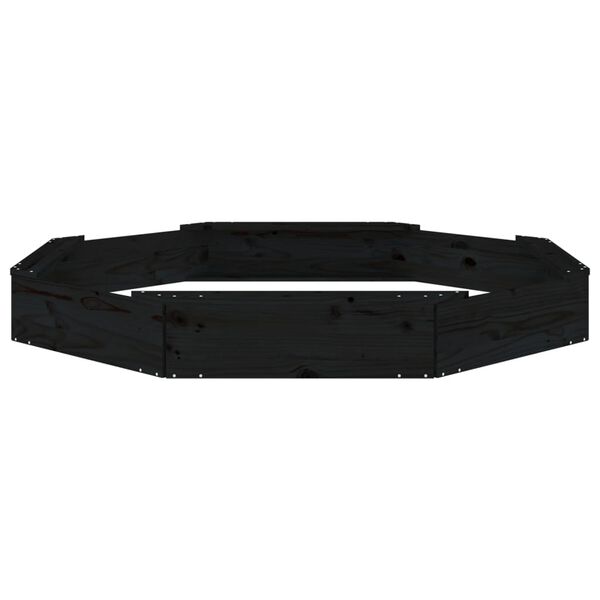 vidaXL Sandkasse med seter svart &aring;ttekantet heltre furu