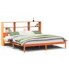 vidaXL Seng med bokhylle uten madrass voksbrun 200x200 cm heltre furu