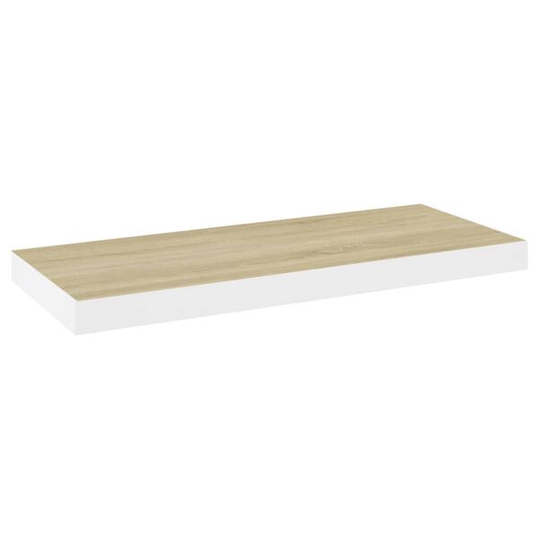 vidaXL Flytende vegghylle eik og hvit 60x23,5x3,8 cm MDF