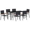 vidaXL Hage Spisegruppe 7 stk. Svart polyrotting