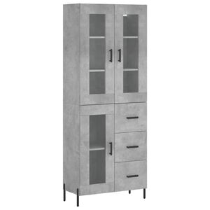vidaXL Highboard betonggr&aring; 69,5x34x180 cm konstruert tre