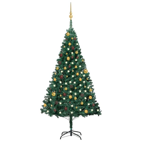 vidaXL Forh&aring;ndsbelyst kunstig juletre med kulesett gr&oslash;nn 180 cm PVC