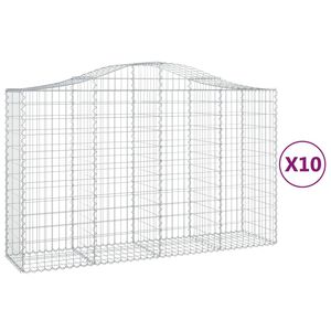 vidaXL Gabionkurver buede 10 stk 200x50x120/140 cm galvanisert jern