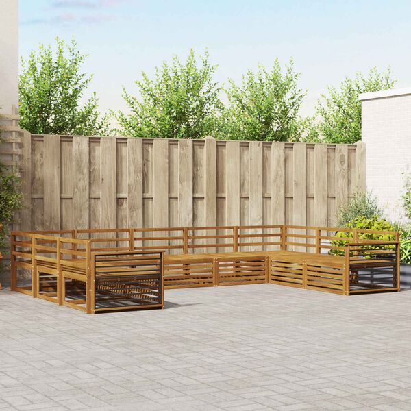vidaXL Sofasett 9 pcs Naturlig Solid akasietre