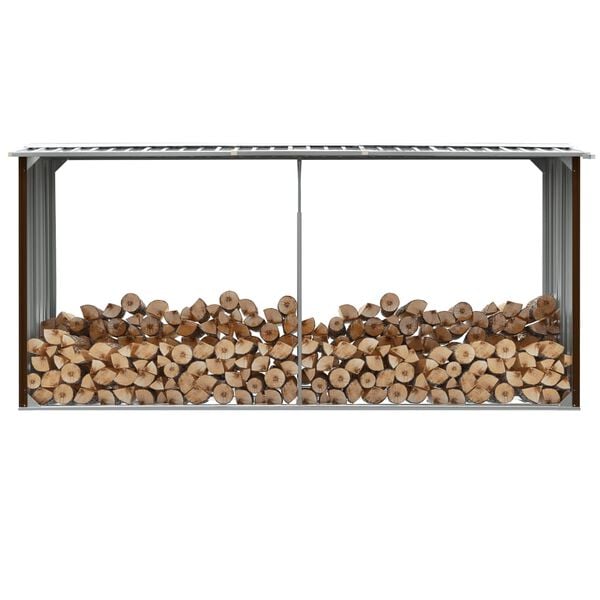 vidaXL Vedskjul galvanisert stål 330x92x153 cm brun