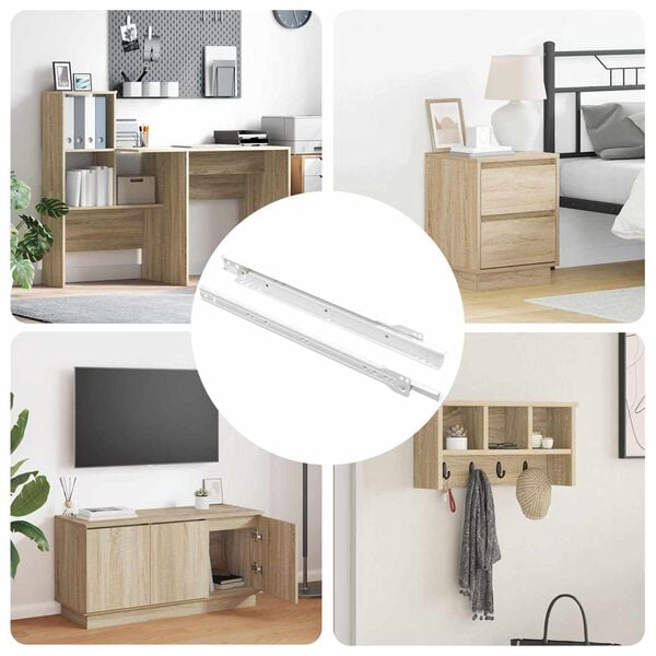 vidaXL Skuffeskinne 2 pcs Hvit 350 mm St&aring;l