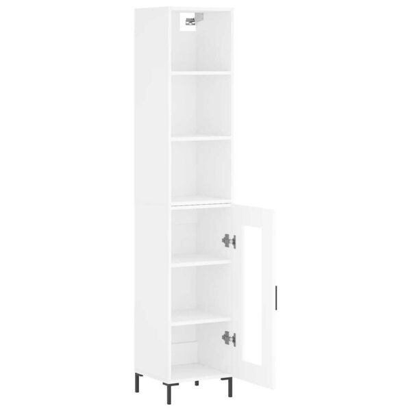 vidaXL Highboard h&oslash;yglans hvit 34,5x34x180 cm konstruert tre