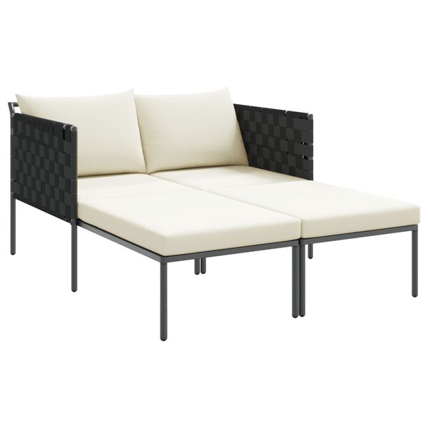 vidaXL Solseng med pute 2-person Antrasitt 115 x 153 x 69.5cm Stål