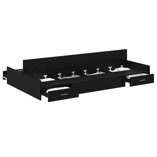 vidaXL Seng med lagring Svart Eik 120 x 200 cm Konstruert tre