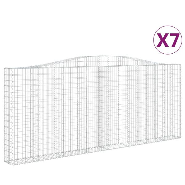 vidaXL Gabionkurver buede 7 stk 400x30x160/180 cm galvanisert jern