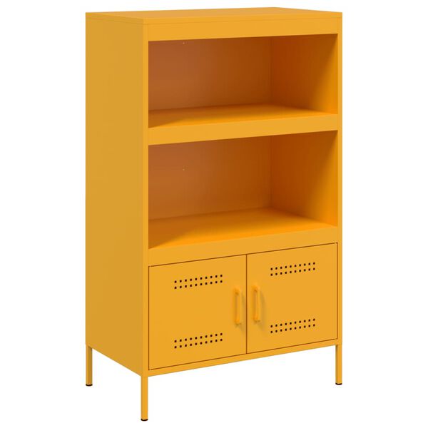 vidaXL Highboard sennepsgul 68x39x113 cm stål