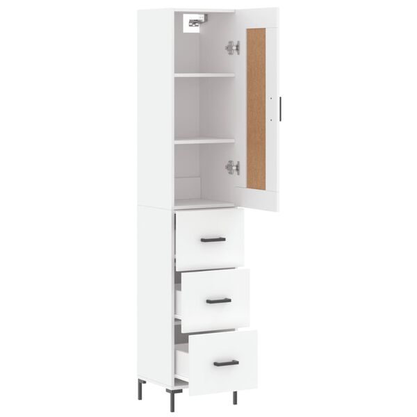vidaXL Highboard hvit 34,5x34x180 cm konstruert tre