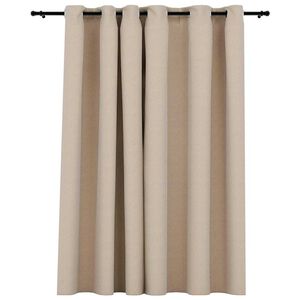 vidaXL Lystett gardin maljer og lin-design beige 290x245 cm