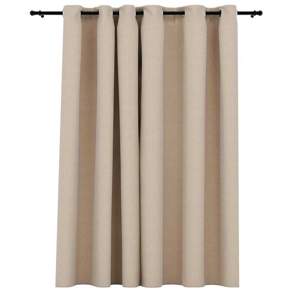 vidaXL Lystett gardin maljer og lin-design beige 290x245 cm