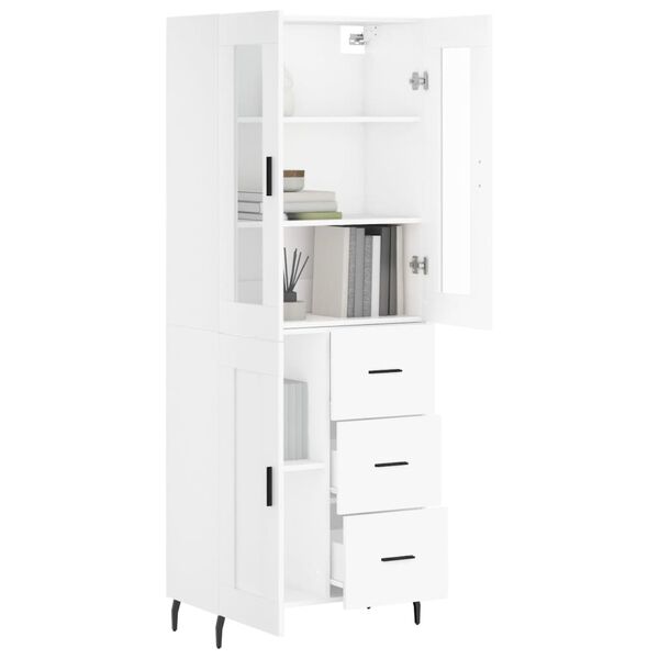 vidaXL Highboard hvit 69,5x34x180 cm konstruert tre