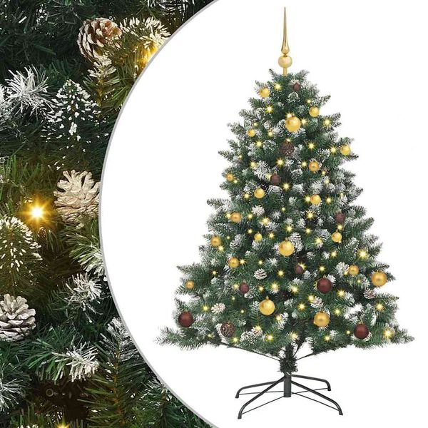 vidaXL Kunstig juletre med 150 LED grønn 150 cm PVC og plast og stål