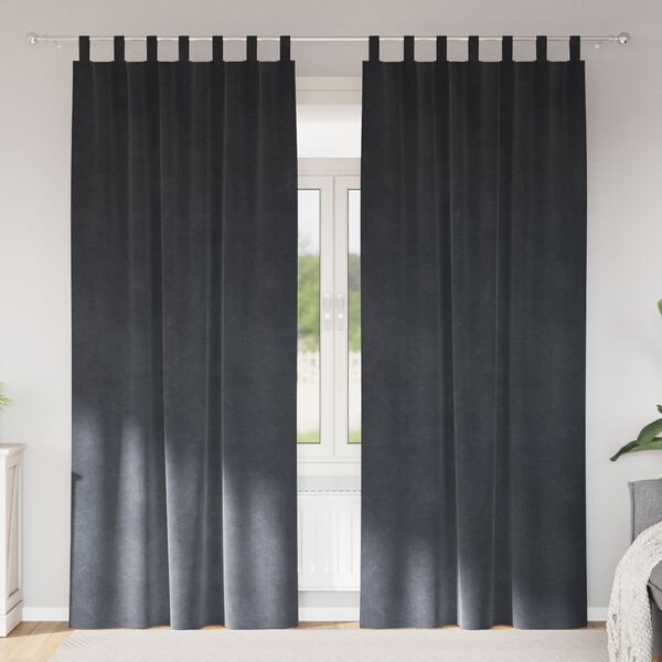 vidaXL Blendingsgardiner 2 pcs Lysegr&aring; 140 x 225 cm Fl&oslash;yel