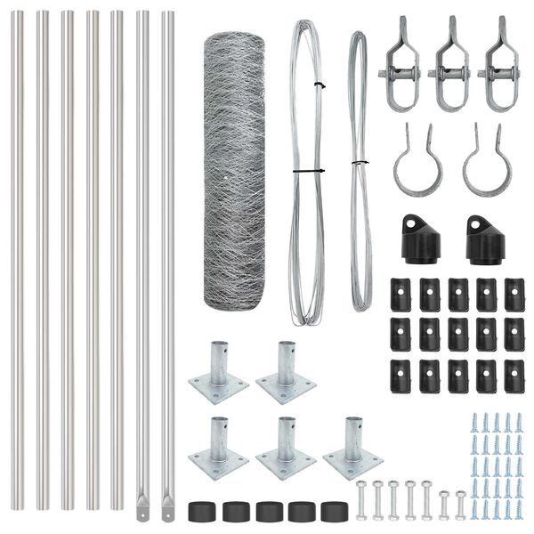 vidaXL Gjerdep&aring;le s&oslash;lv 10 x 0,5 m (36 mm netting) St&aring;l
