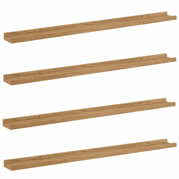 vidaXL Vegghylle med hylle 4 pcs Brun 100 x 9 x 3 cm Konstruert tre