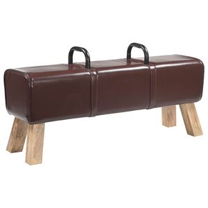 vidaXL benk M&oslash;rk brun 110 x 30 x 45 cm Ekte L&aelig;r