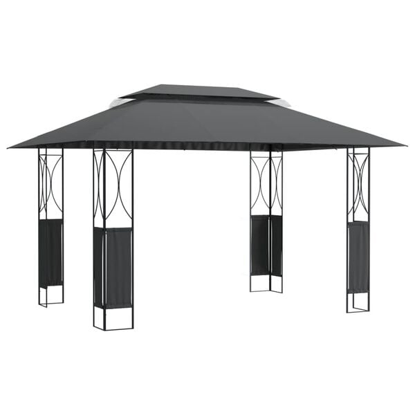 vidaXL Paviljong med tak antrasitt 400x300x270 cm st&aring;l