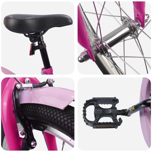 vidaXL Barnesykkel 20 Tommer for 6-11 &aring;r gammel M&oslash;rk rosa