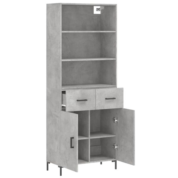 vidaXL Highboard betonggr&aring; 69,5x34x180 cm konstruert tre