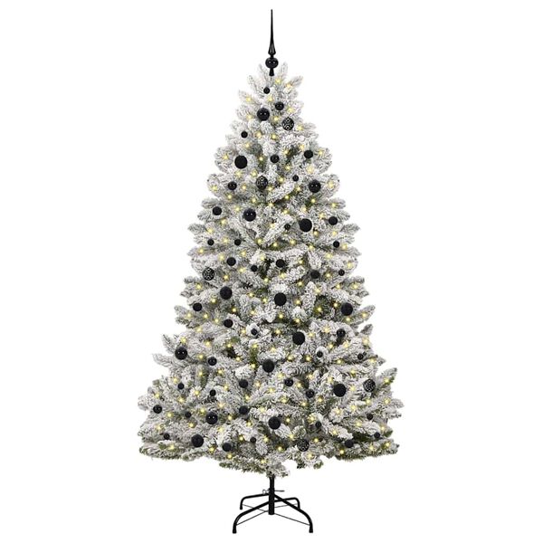 vidaXL Kunstig juletre med 300 LED Gr&oslash;nn og hvit 210 cm PVC og metall