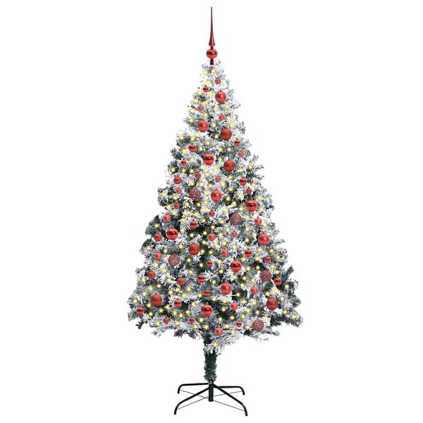vidaXL Kunstig juletre med 300 LED Hvit 180 cm PVC og St&aring;l og Plast