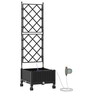 vidaXL Hageplantekasse med vanning og hjul Svart 40 x 40 x 132 cm PP