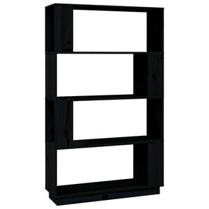 vidaXL Bokhylle/romdeler svart 80x25x132 cm heltre furu