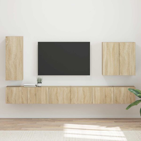 vidaXL Veggmontert 6 pcs Sonoma eik