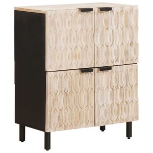 vidaXL Serviesskap Hvit Vask Finish 60 x 33 x 75 cm Massiv mango tre