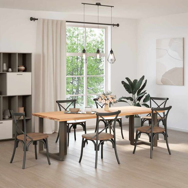 vidaXL Spisebordben T-formet 2 stk svart 70x35x(72-73) cm st&aring;l