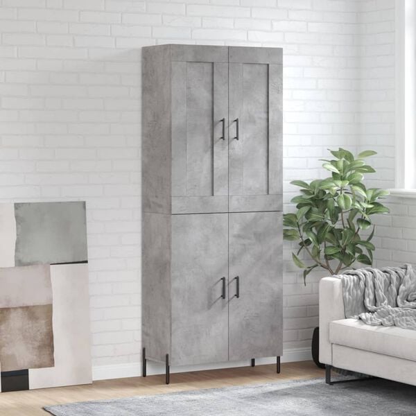 vidaXL Highboard betonggr&aring; 69,5x34x180 cm konstruert tre