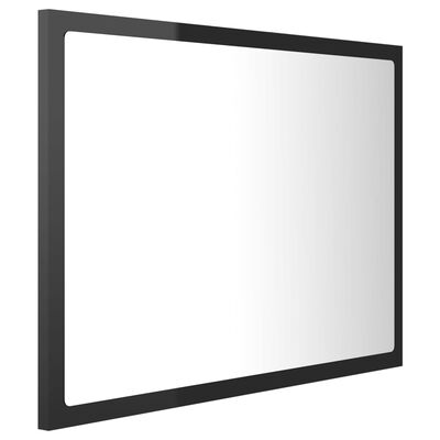 vidaXL LED-badespeil høyglans svart 60x8,5x37 cm akryl