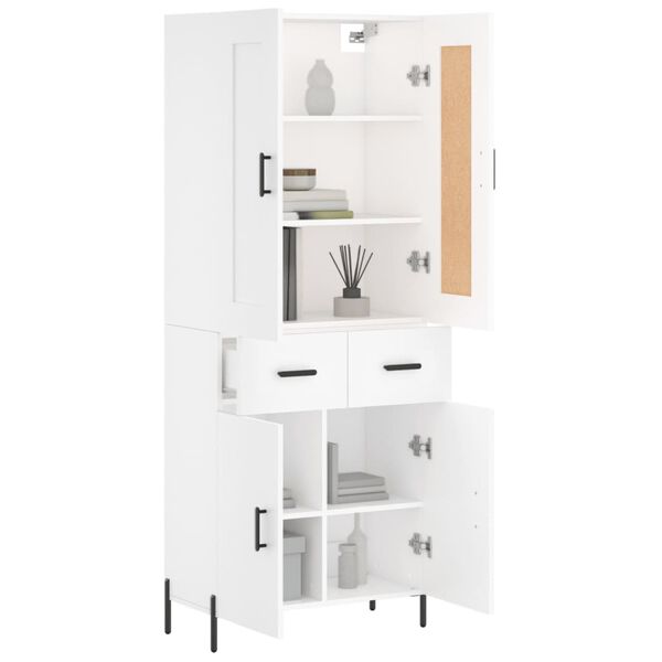 vidaXL Highboard hvit 69,5x34x180 cm konstruert tre