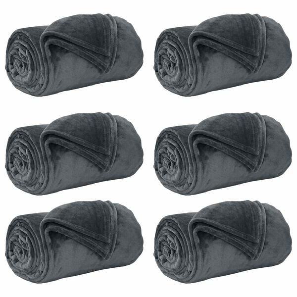 vidaXL Kastepledd 6 pcs M&oslash;rkegr&aring; 240 x 270 cm Fleece