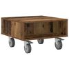 vidaXL Sidebord med hjul Gammelt tre 50,5 x 50 x 30 cm Konstruert tre