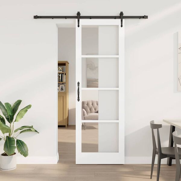 vidaXL Skyved&oslash;r Hvit 78 x 232 cm Massivt furutre og glass