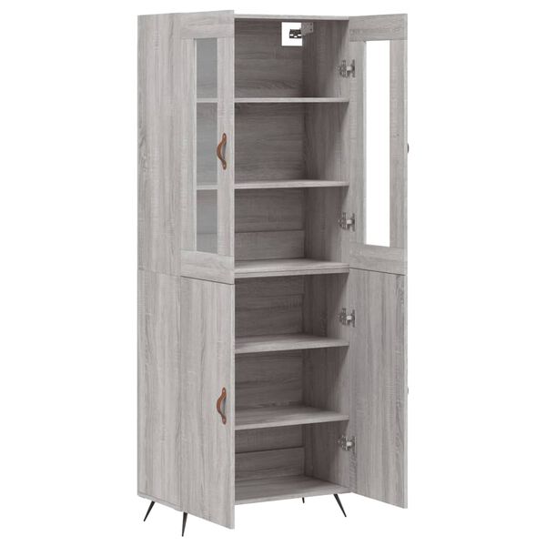 vidaXL Highboard gr&aring; sonoma 69,5x34x180 cm konstruert tre