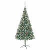vidaXL Forh&aring;ndsbelyst kunstig juletre med kulesett og kongler 210 cm