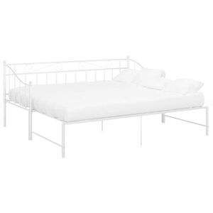 vidaXL Uttrekkbar ramme til sovesofa hvit metall 90x200 cm