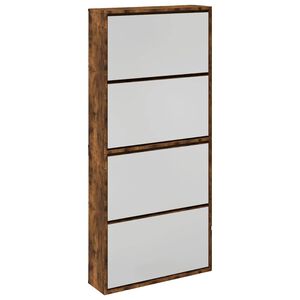 vidaXL Skoskap med speil 4 lag r&oslash;kt eik 63x17x134 cm