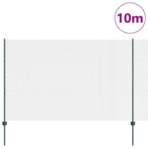 vidaXL Gjerde med stolpe gr&oslash;nn 1,6 x 10 m St&aring;l og PVC