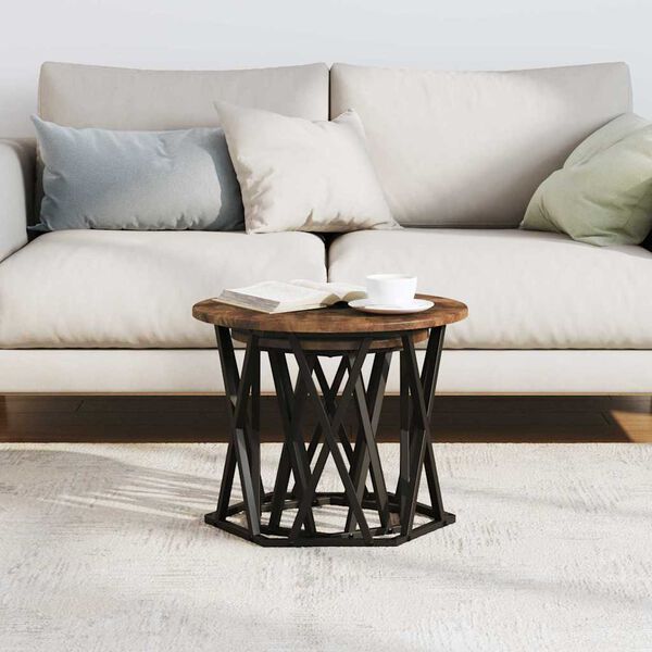 vidaXL Sidetabell 2 pcs Røkt eik Konstruksjonsvirke og stål