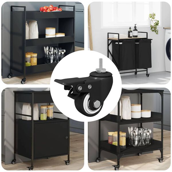 vidaXL Hjul 12 pcs Svart M6 x 37 mm Jern og nylon