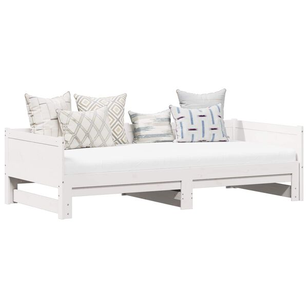 vidaXL Uttrekkbar Dagbed Hvit 180 x 200 cm Massiv furu