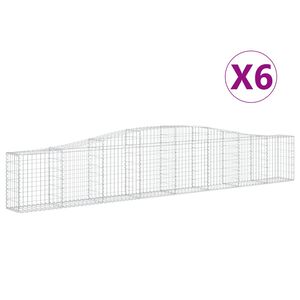 vidaXL Gabionkurver buede 6 stk 400x30x60/80 cm galvanisert jern