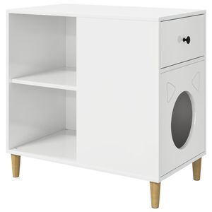 vidaXL Katt Hus Glanset Hvit 72 x 42.5 x 70 cm Konstruert tre